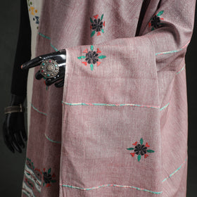 Kantha Hand Embroidered Khes Handwoven Cotton Dupatta 17