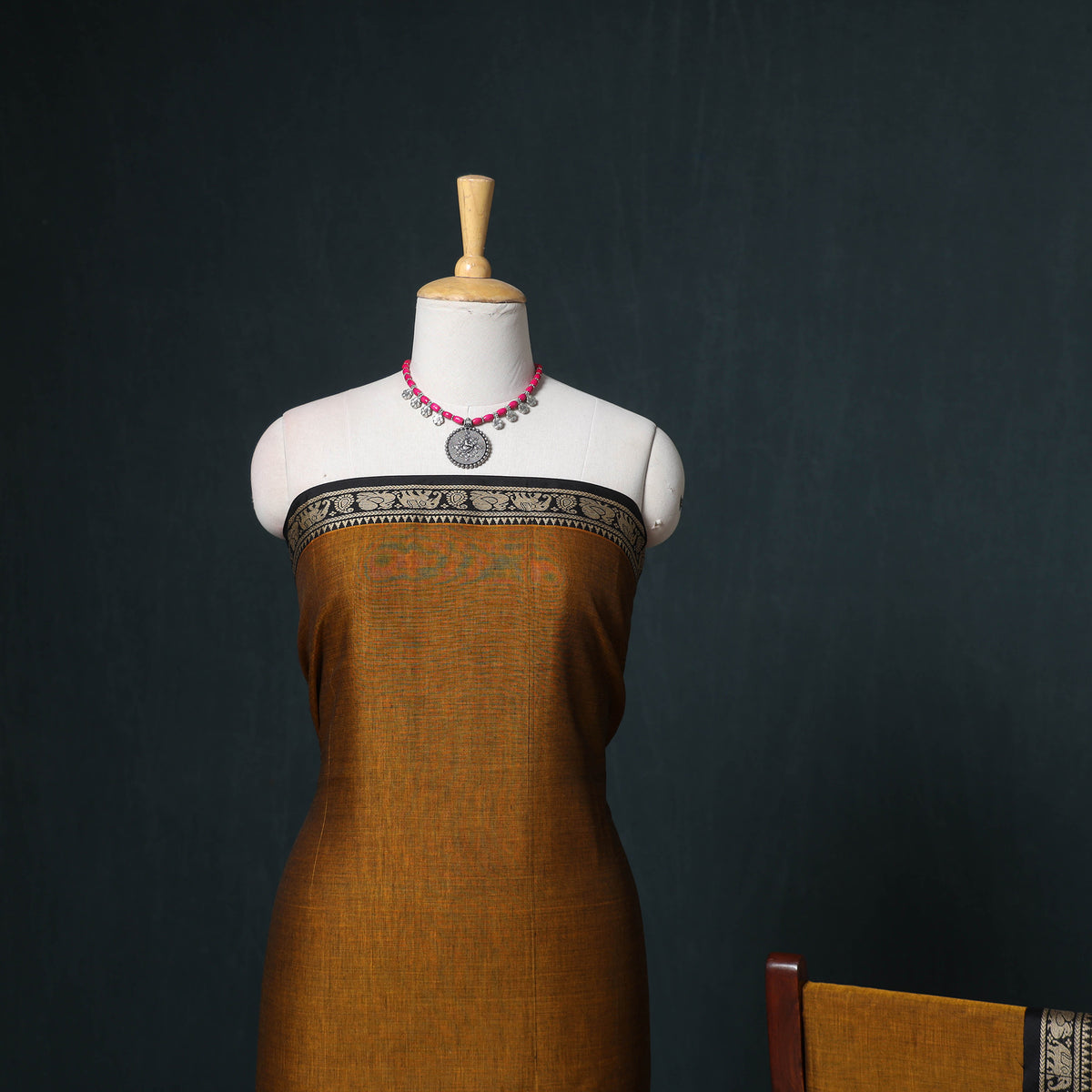 Dharwad Mercerised Cotton Plain Thread Border Unstitched Dress Material: Kurta, Bottom & Dupatta 32