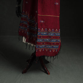 Kantha Hand Embroidered Khes Handwoven Cotton Dupatta 19
