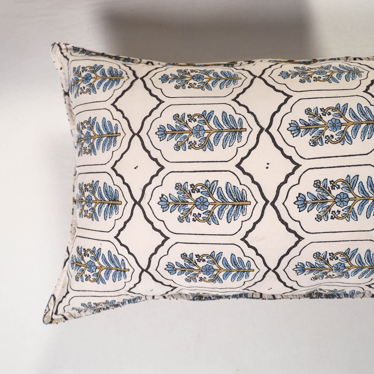 White - ajrakh hand block print pillow covers (set of 2)