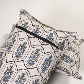 White - ajrakh hand block print pillow covers (set of 2)