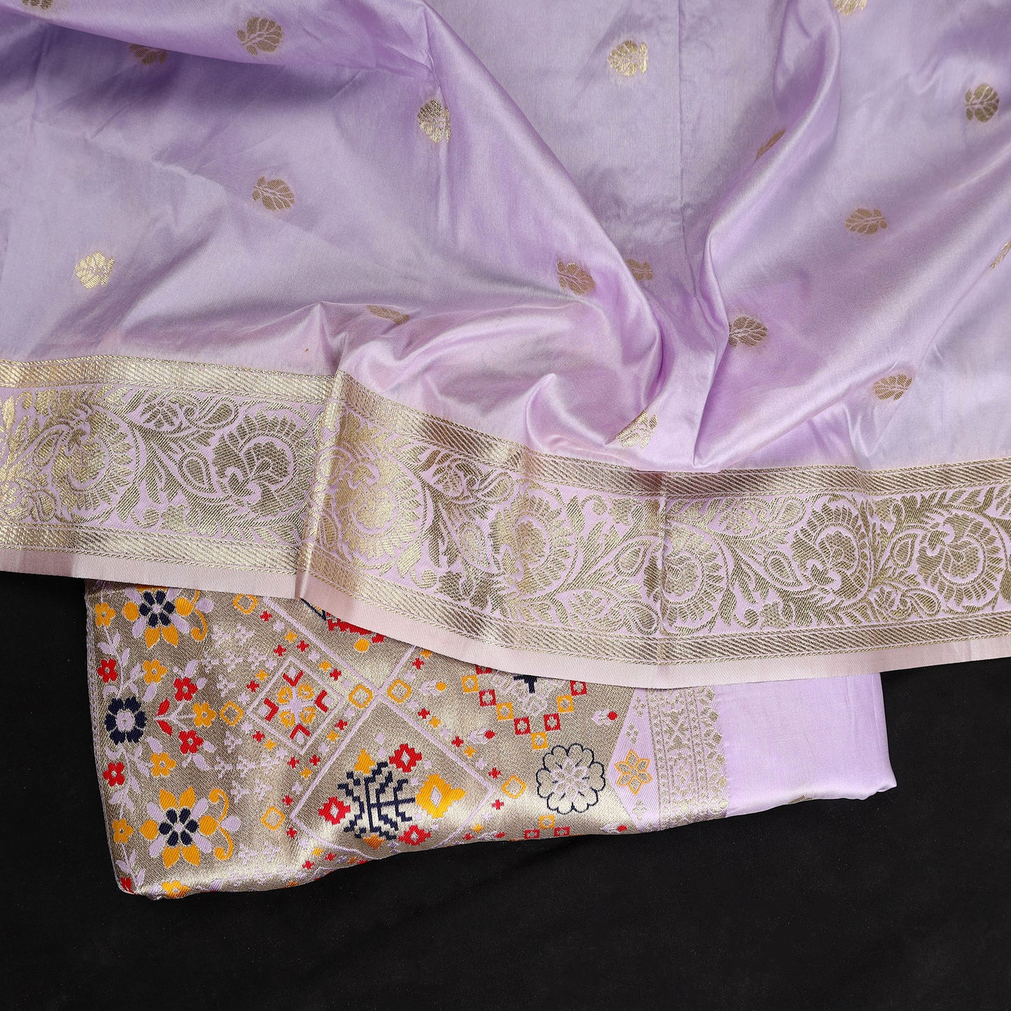 Purple - 3pc Weave Silk Paithani Dress Material 08