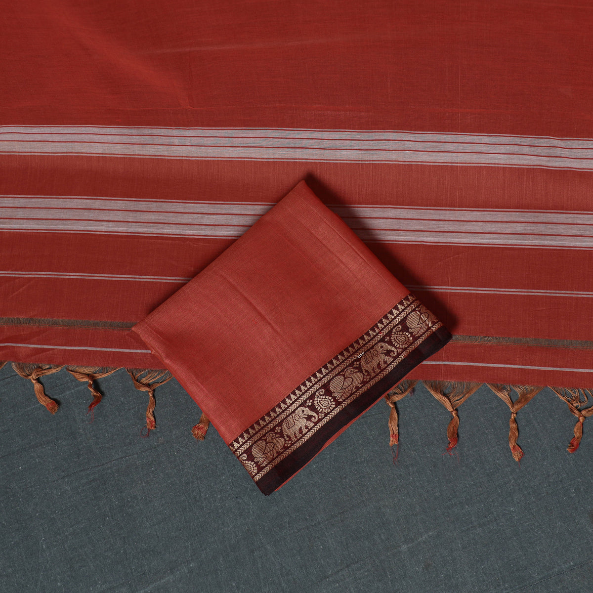 Dharwad Mercerised Cotton Plain Thread Border Unstitched Dress Material: Kurta, Bottom & Dupatta 33
