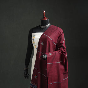 Kantha Hand Embroidered Khes Handwoven Cotton Dupatta 21