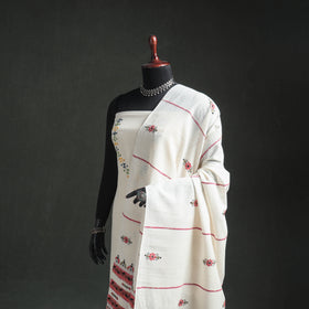 Kantha Hand Embroidered Khes Handwoven Cotton Dupatta 24