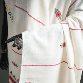 Kantha Hand Embroidered Khes Handwoven Cotton Dupatta 24