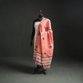 Kantha Hand Embroidered Khes Handwoven Cotton Dupatta 25