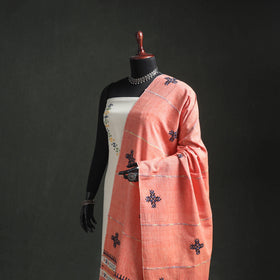 Kantha Hand Embroidered Khes Handwoven Cotton Dupatta 25