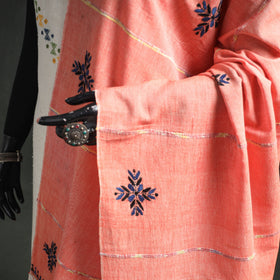 Kantha Hand Embroidered Khes Handwoven Cotton Dupatta 25