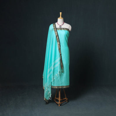 Dharwad Mercerised Cotton Plain Thread Border Unstitched Dress Material: Kurta, Bottom & Dupatta 35