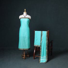 Dharwad Mercerised Cotton Plain Thread Border Unstitched Dress Material: Kurta, Bottom & Dupatta 35