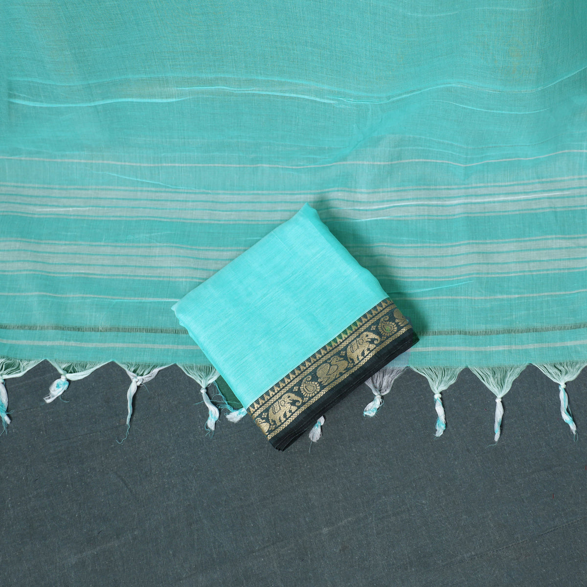 Dharwad Mercerised Cotton Plain Thread Border Unstitched Dress Material: Kurta, Bottom & Dupatta 35