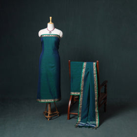 Dharwad Mercerised Cotton Plain Thread Border Unstitched Dress Material: Kurta, Bottom & Dupatta 36