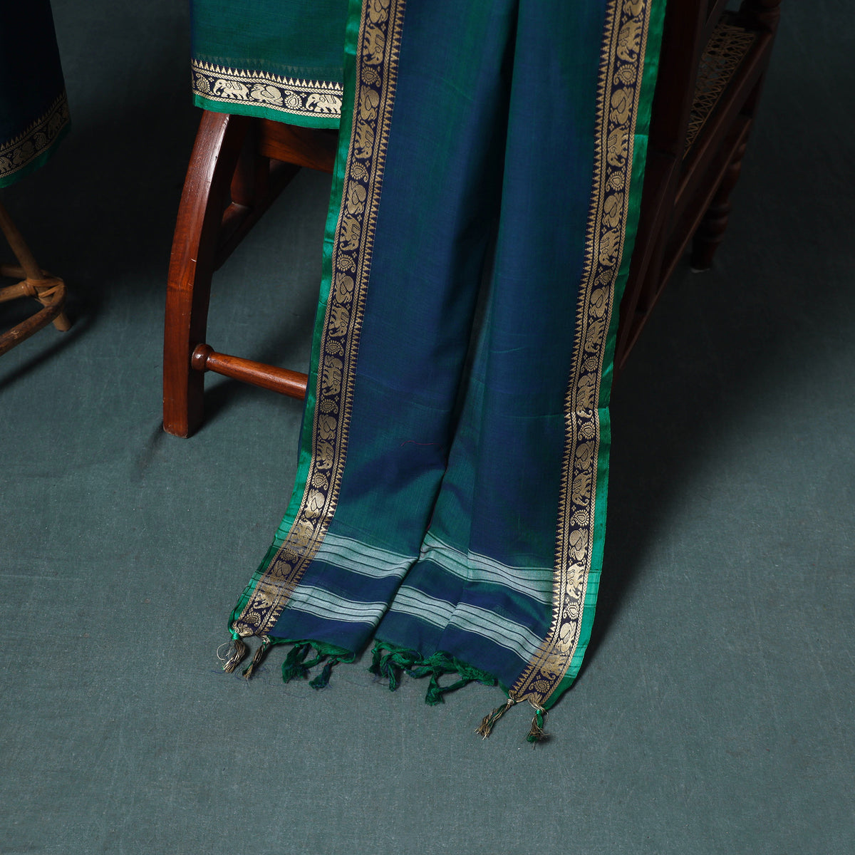 Dharwad Mercerised Cotton Plain Thread Border Unstitched Dress Material: Kurta, Bottom & Dupatta 36