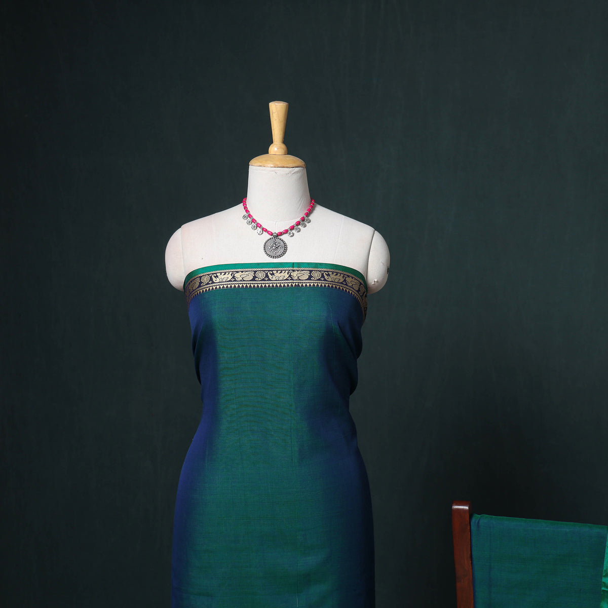 Dharwad Mercerised Cotton Plain Thread Border Unstitched Dress Material: Kurta, Bottom & Dupatta 36