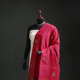 Kantha Hand Embroidered Khes Handwoven Cotton Dupatta 28