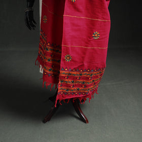 Kantha Hand Embroidered Khes Handwoven Cotton Dupatta 28