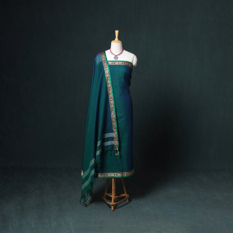 Dharwad Mercerised Cotton Plain Thread Border Unstitched Dress Material: Kurta, Bottom & Dupatta 36