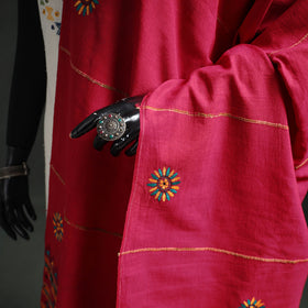 Kantha Hand Embroidered Khes Handwoven Cotton Dupatta 28