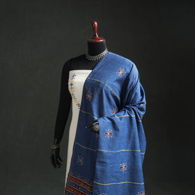 Kantha Hand Embroidered Khes Handwoven Cotton Dupatta 29
