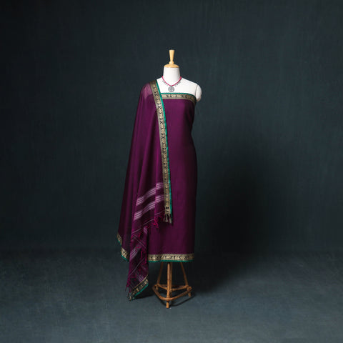 Dharwad Mercerised Cotton Plain Thread Border Unstitched Dress Material: Kurta, Bottom & Dupatta 38