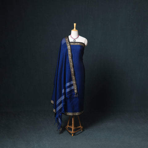 Dharwad Mercerised Cotton Plain Thread Border Unstitched Dress Material: Kurta, Bottom & Dupatta 39