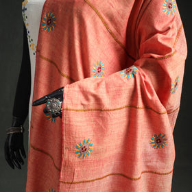 Kantha Hand Embroidered Khes Handwoven Cotton Dupatta 32