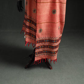 Kantha Hand Embroidered Khes Handwoven Cotton Dupatta 32