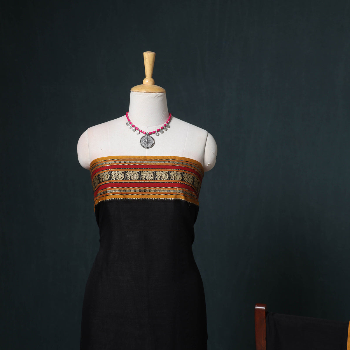 Dharwad Mercerised Cotton Plain Thread Border Unstitched Dress Material: Kurta, Bottom & Dupatta 40