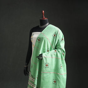Kantha Hand Embroidered Khes Handwoven Cotton Dupatta 35