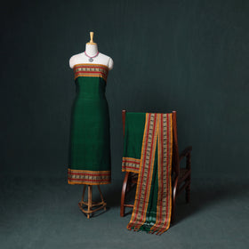 Dharwad Mercerised Cotton Plain Thread Border Unstitched Dress Material: Kurta, Bottom & Dupatta 41