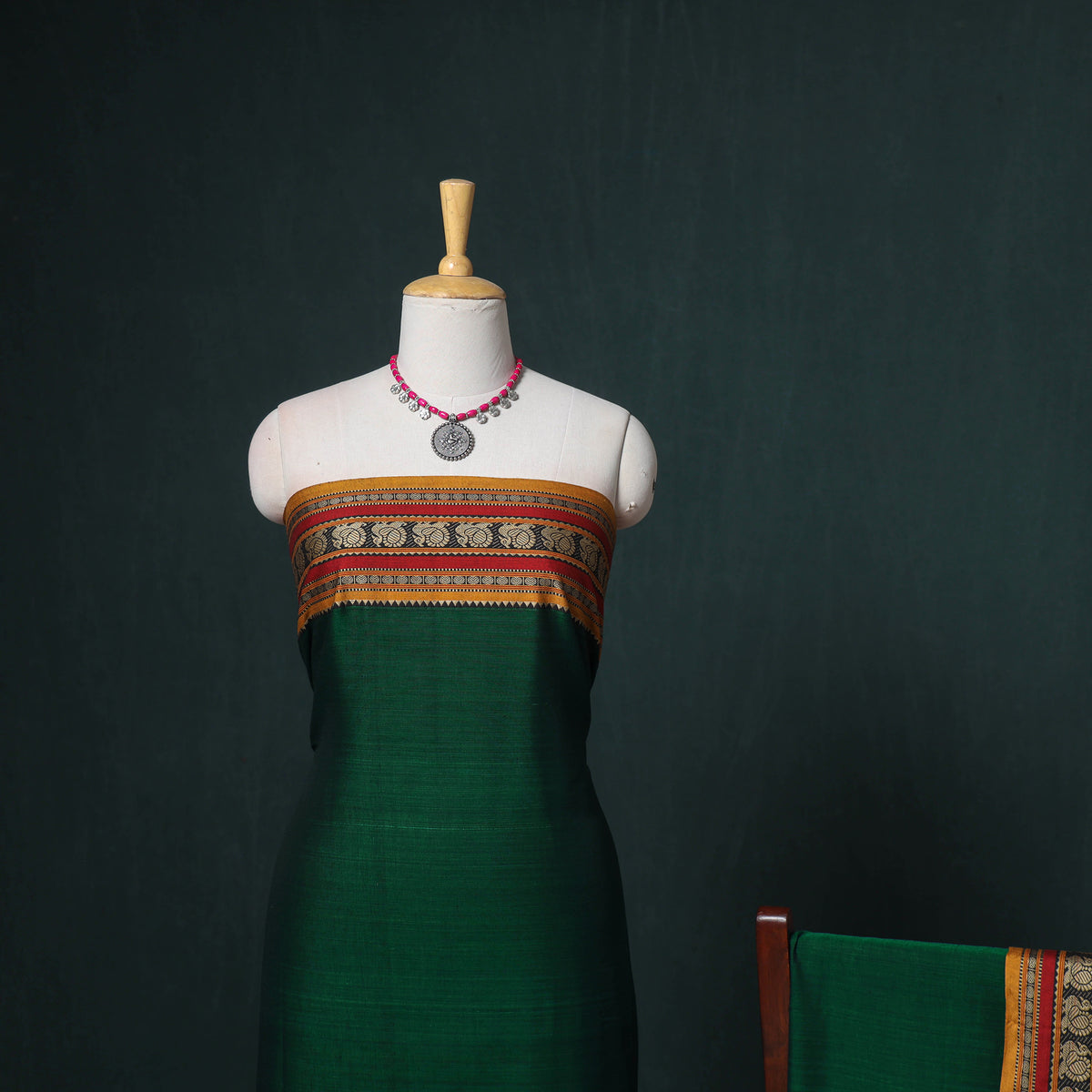 Dharwad Mercerised Cotton Plain Thread Border Unstitched Dress Material: Kurta, Bottom & Dupatta 41