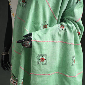 Kantha Hand Embroidered Khes Handwoven Cotton Dupatta 35
