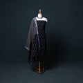 Black - Pochampally Ikat Cotton Unstitched Dress Material: Kurta, Bottom with Dupatta 01