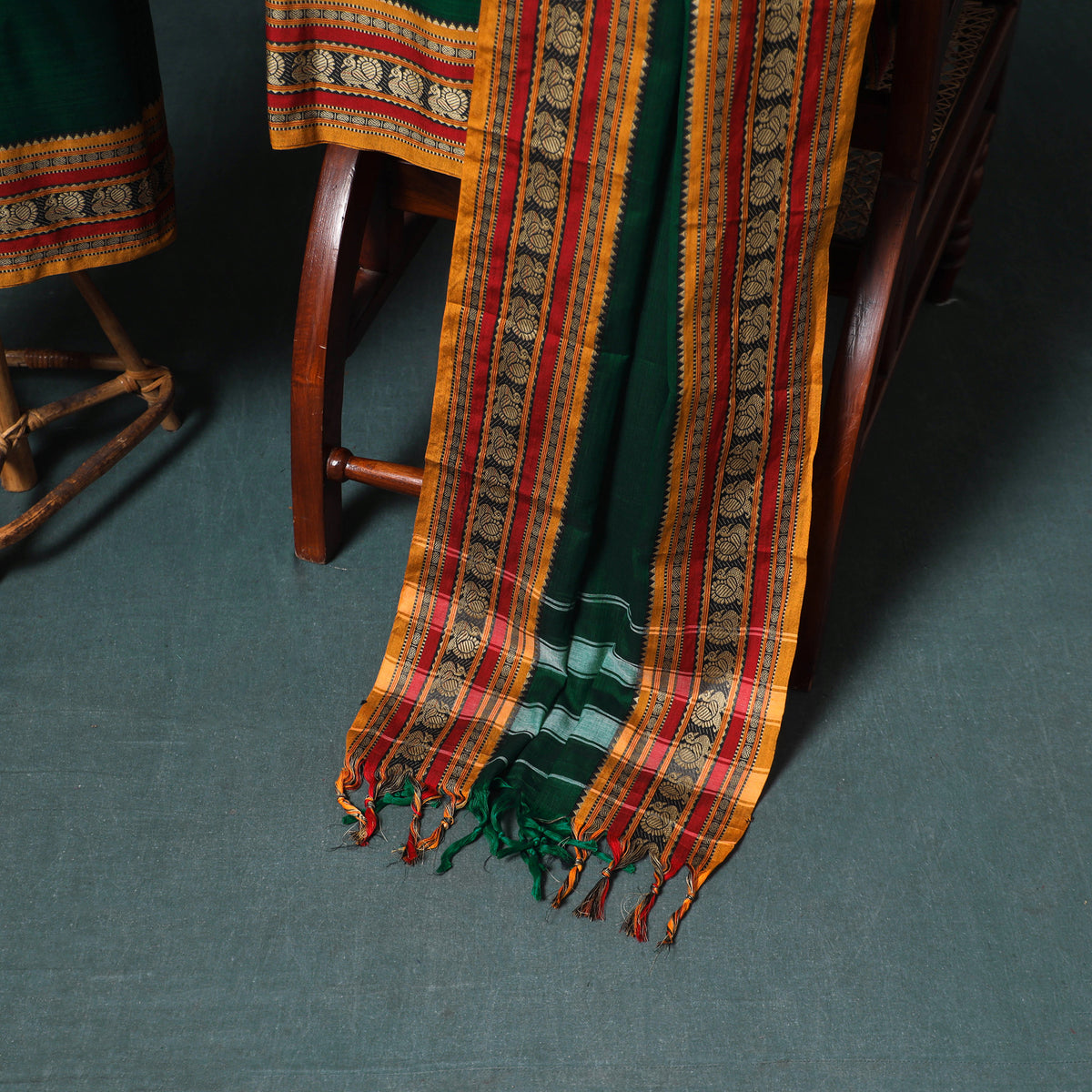 Dharwad Mercerised Cotton Plain Thread Border Unstitched Dress Material: Kurta, Bottom & Dupatta 41