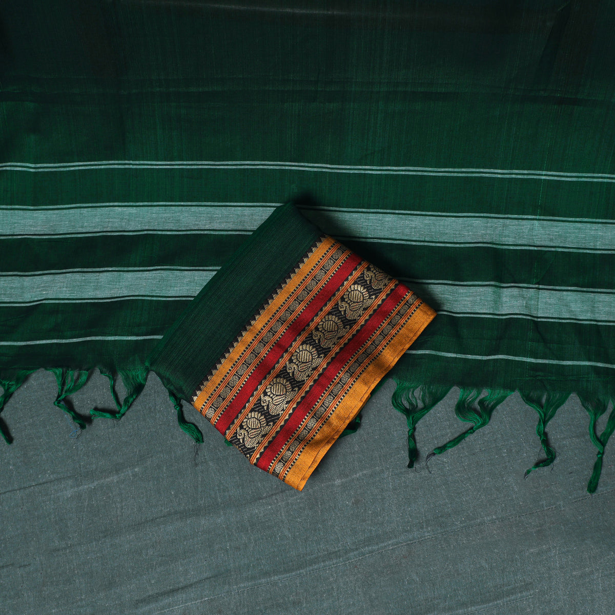 Dharwad Mercerised Cotton Plain Thread Border Unstitched Dress Material: Kurta, Bottom & Dupatta 41