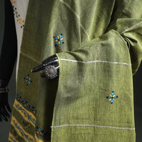 Kantha Hand Embroidered Khes Handwoven Cotton Dupatta 36