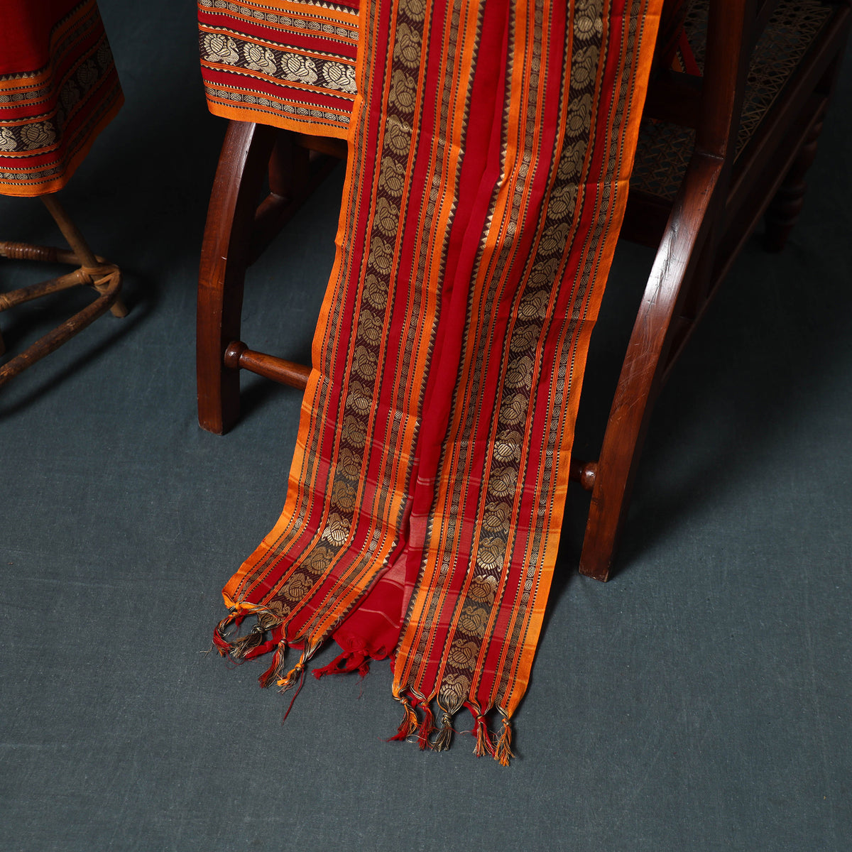 Dharwad Mercerised Cotton Plain Thread Border Unstitched Dress Material: Kurta, Bottom & Dupatta 43