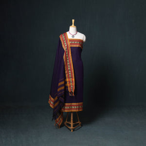 Dharwad mercerised cotton plain thread border unstitched dress material: kurta, bottom & dupatta