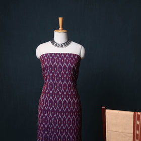 Pochampally Ikat Cotton Unstitched Dress Material: Kurta, Bottom with Dupatta 04