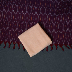 Pochampally Ikat Cotton Unstitched Dress Material: Kurta, Bottom with Dupatta 04