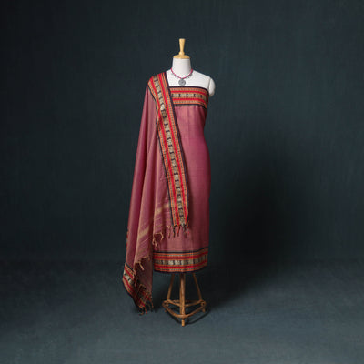 Dharwad Mercerised Cotton Plain Thread Border Unstitched Dress Material: Kurta, Bottom & Dupatta 45