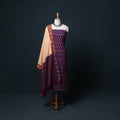 Pochampally Ikat Cotton Unstitched Dress Material: Kurta, Bottom with Dupatta 04