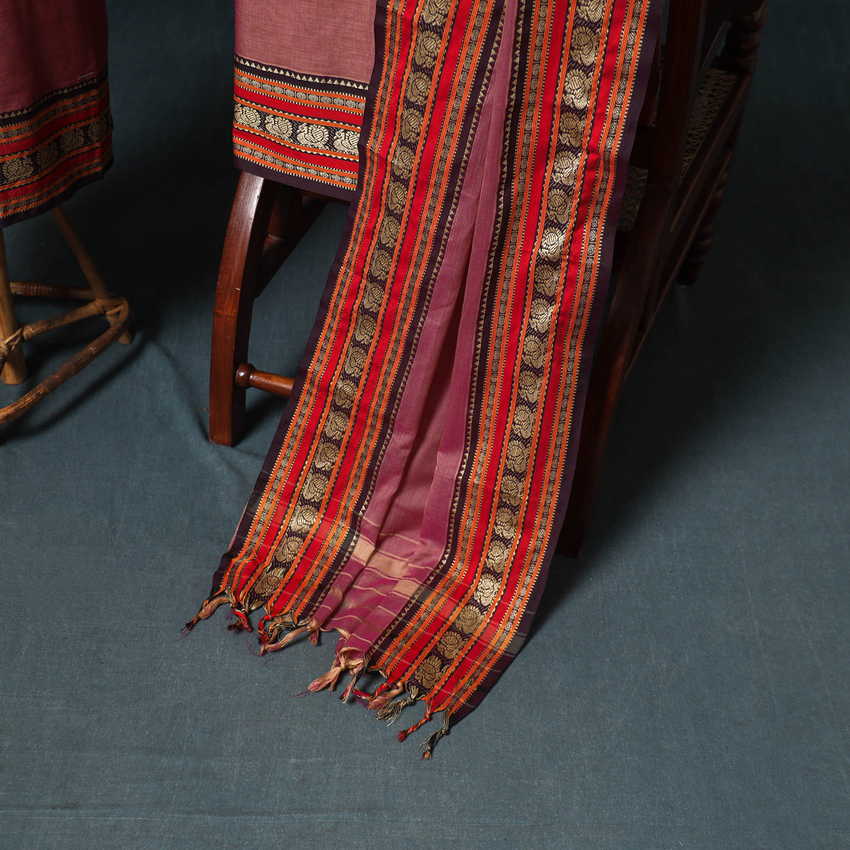 Dharwad Mercerised Cotton Plain Thread Border Unstitched Dress Material: Kurta, Bottom & Dupatta 45