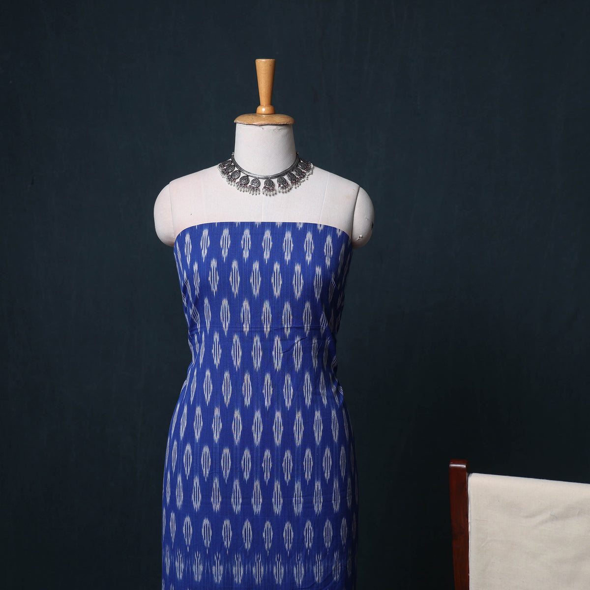 Pochampally Ikat Cotton Unstitched Dress Material: Kurta, Bottom with Dupatta 05