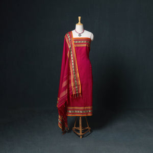 Dharwad Mercerised Cotton Plain Thread Border Unstitched Dress Material: Kurta, Bottom & Dupatta 46