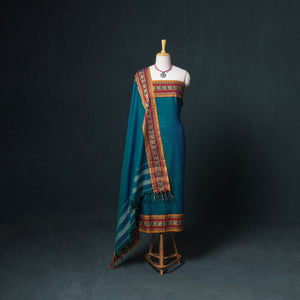 Dharwad Mercerised Cotton Plain Thread Border Unstitched Dress Material: Kurta, Bottom & Dupatta 47