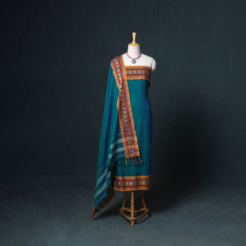 Dharwad Mercerised Cotton Plain Thread Border Unstitched Dress Material: Kurta, Bottom & Dupatta 47