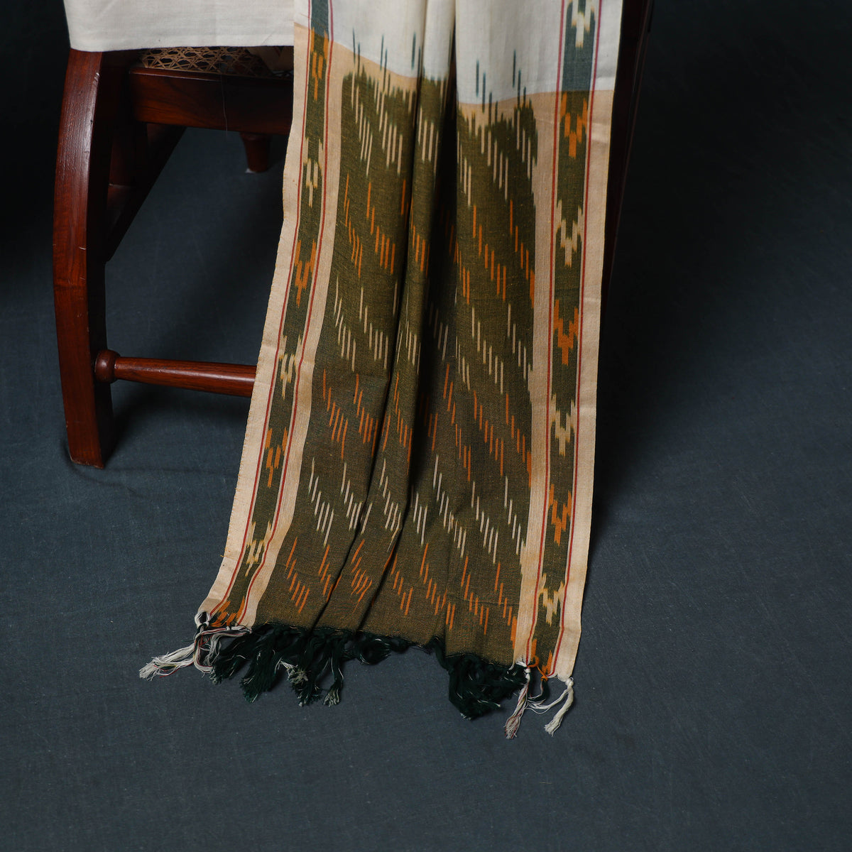 Pochampally Ikat Cotton Unstitched Dress Material: Kurta, Bottom with Dupatta 07