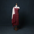 Pochampally Ikat Cotton Unstitched Dress Material: Kurta, Bottom with Dupatta 08